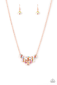 Lavishly Loaded - Paparazzi - Copper Frame Iridescent Gem Life of the Party Necklace