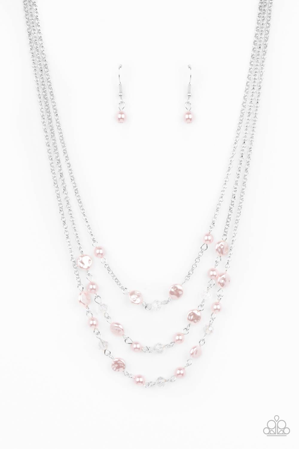 21B Heart Pearl Pink Crystal CC Necklace