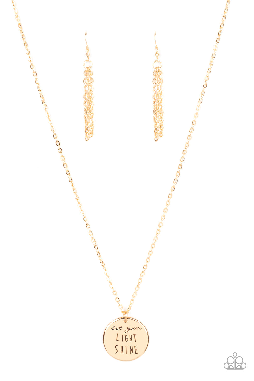Light It Up - Paparazzi - Gold "Let Your Light Shine" Dainty Disc Necklace