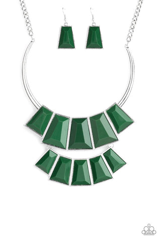 Lions TIGRESS and Bears - Paparazzi - Green Eden Plate Silver Bar Necklace