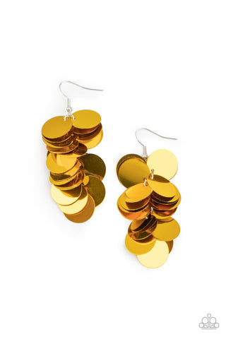 Now You SEQUIN - Paparazzi - Gold Sequin Mermaid Earrings
