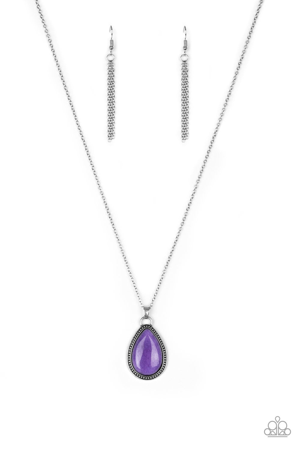 On The Home FRONTIER - Paparazzi - Purple Stone Teardrop Necklace