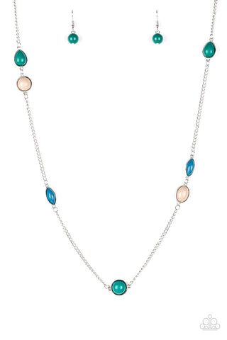 Pacific Piers - Paparazzi - Multi Blue Brown Green Bead Necklace