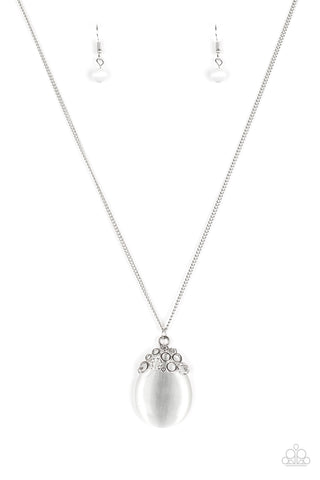 Nightcap and Gown – Paparazzi - White Moonstone Bubble Pendant Necklace