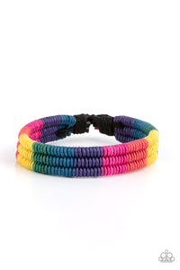 Rainbow Renegade - Paparazzi - Multi Rainbow Colored Cord Sliding Knot Bracelet