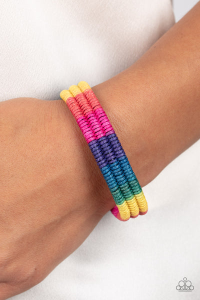 Rainbow Renegade - Paparazzi - Multi Rainbow Colored Cord Sliding Knot Bracelet