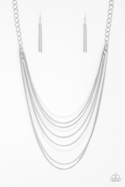 Rebel Rainbow - Paparazzi - White and Silver Chain Necklace