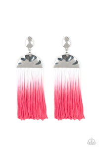 Rope Them In – Paparazzi – Pink to White Ombre Tassel Silver Post Earrings