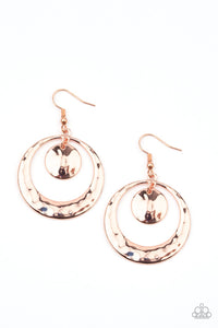 Rounded Radiance - Paparazzi - Copper Hammered Circle Earrings