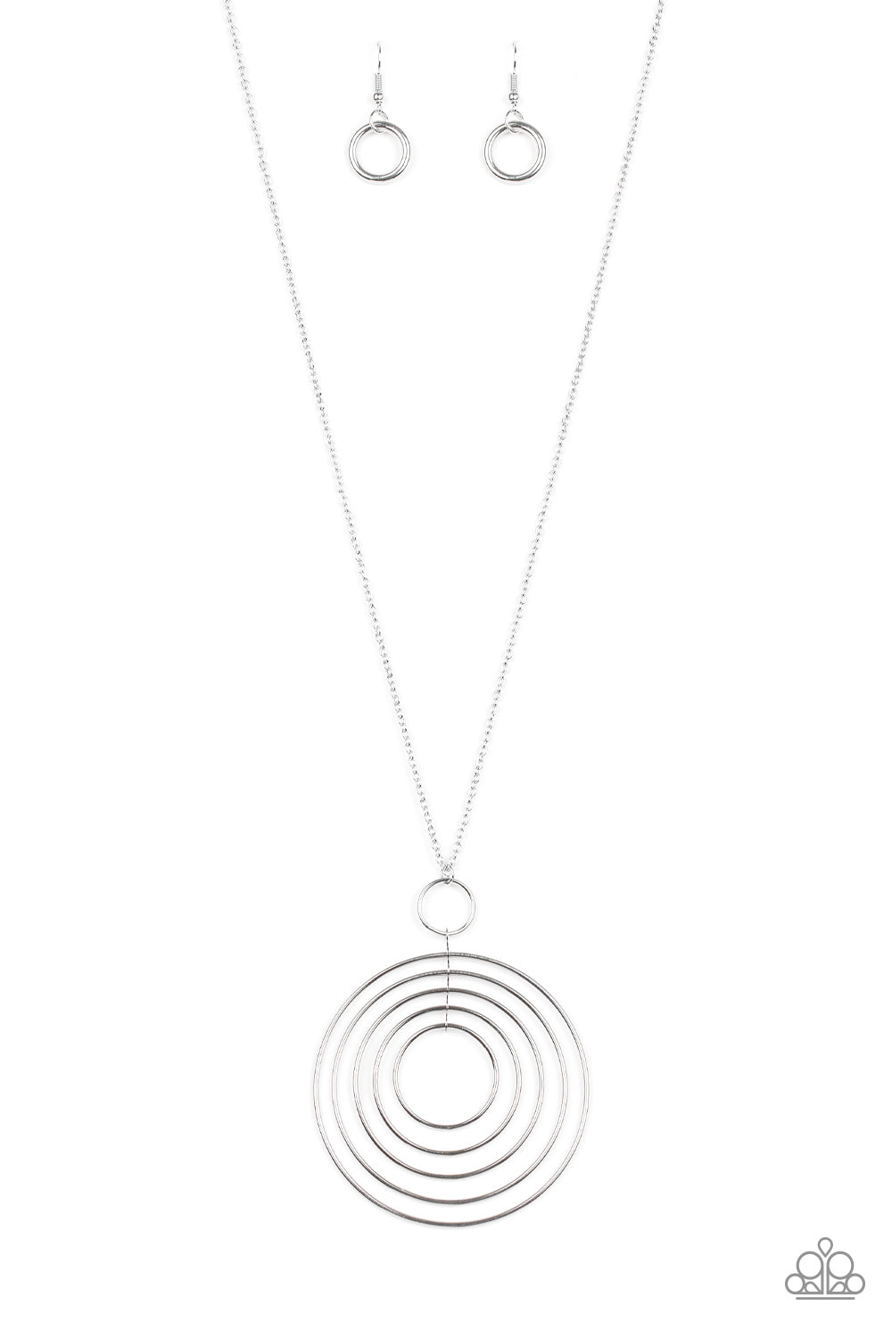 Running Circles In My Mind - Paparazzi - Silver Hoop Spinning Pendant Necklace