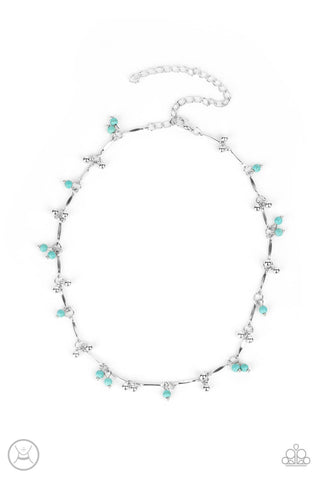 Sahara Social - Paparazzi - Blue Turquoise Stone Silver Choker Necklace 