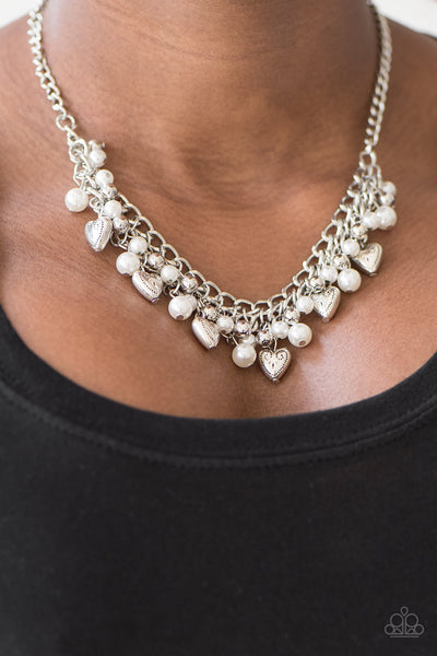 Self Love - Paparazzi - White Pearl Heart Necklace