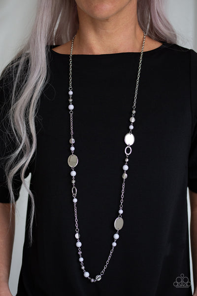 Serenely Springtime - Paparazzi - Silver and Grey Bead Disc Necklace