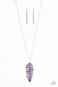 She QUILL Be Loved - Paparazzi - Purple Acrylic Feather Pendant Necklace