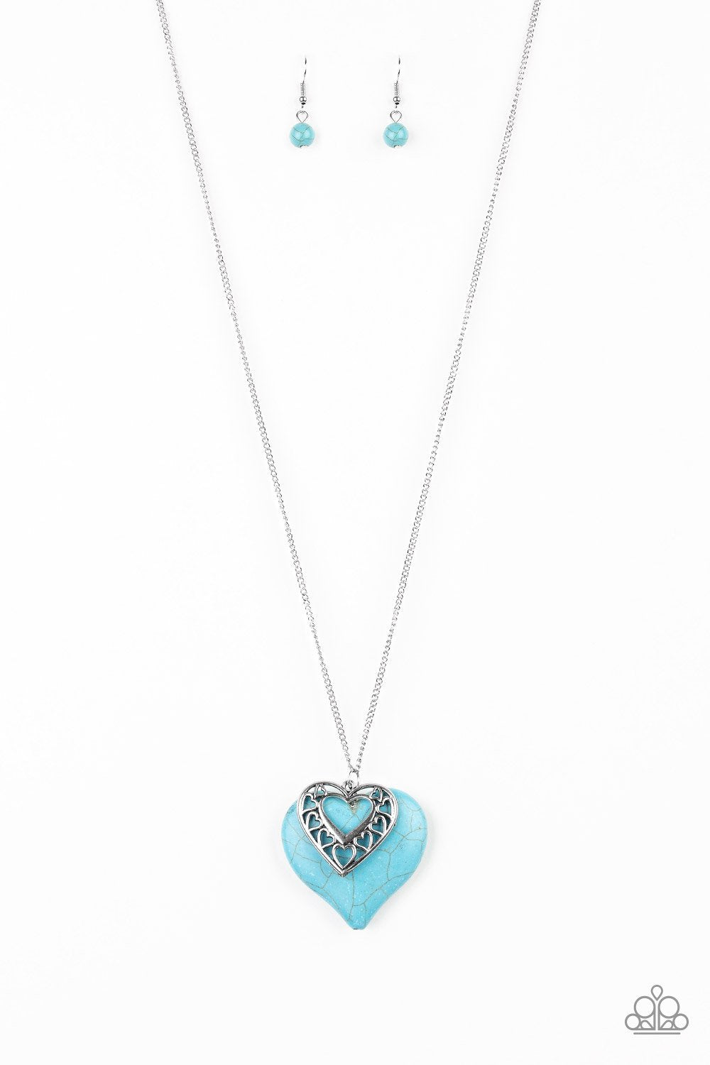 Southern Heart - Paparazzi - Blue Turquoise Heart Pendant Necklace