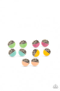 Half Circle Color Striped Post Children's Earrings - Paparazzi Starlet Shimmer