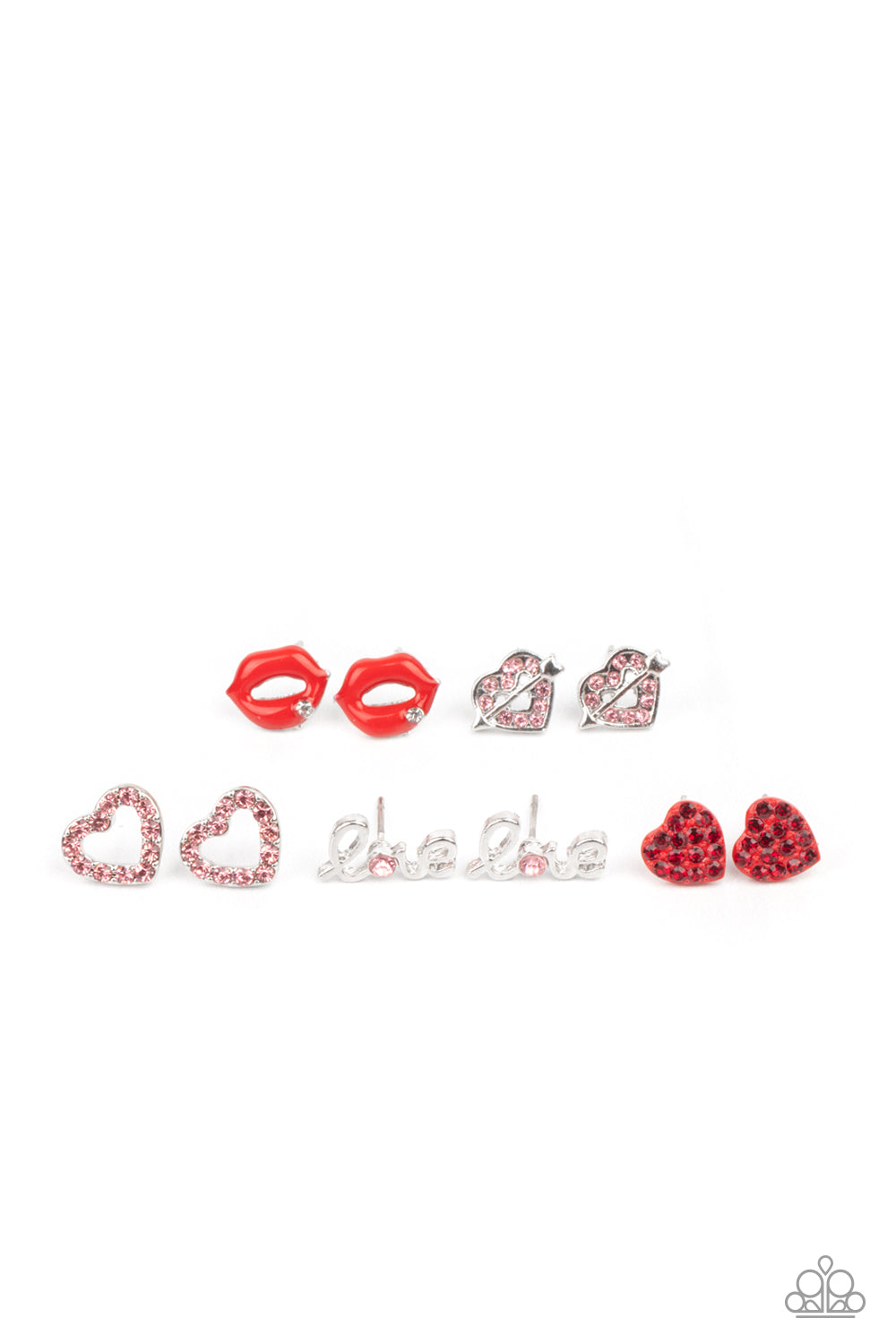 Valentine's Day Lip and Heart Children's Post Earrings - Paparazzi Starlet Shimmer
