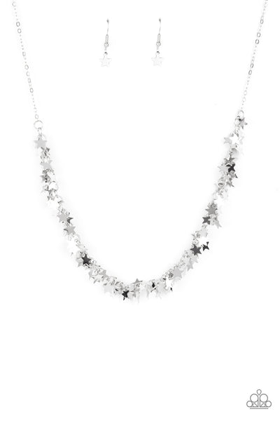 Starry Anthem - Paparazzi - Silver Star Cluster Chain Necklace