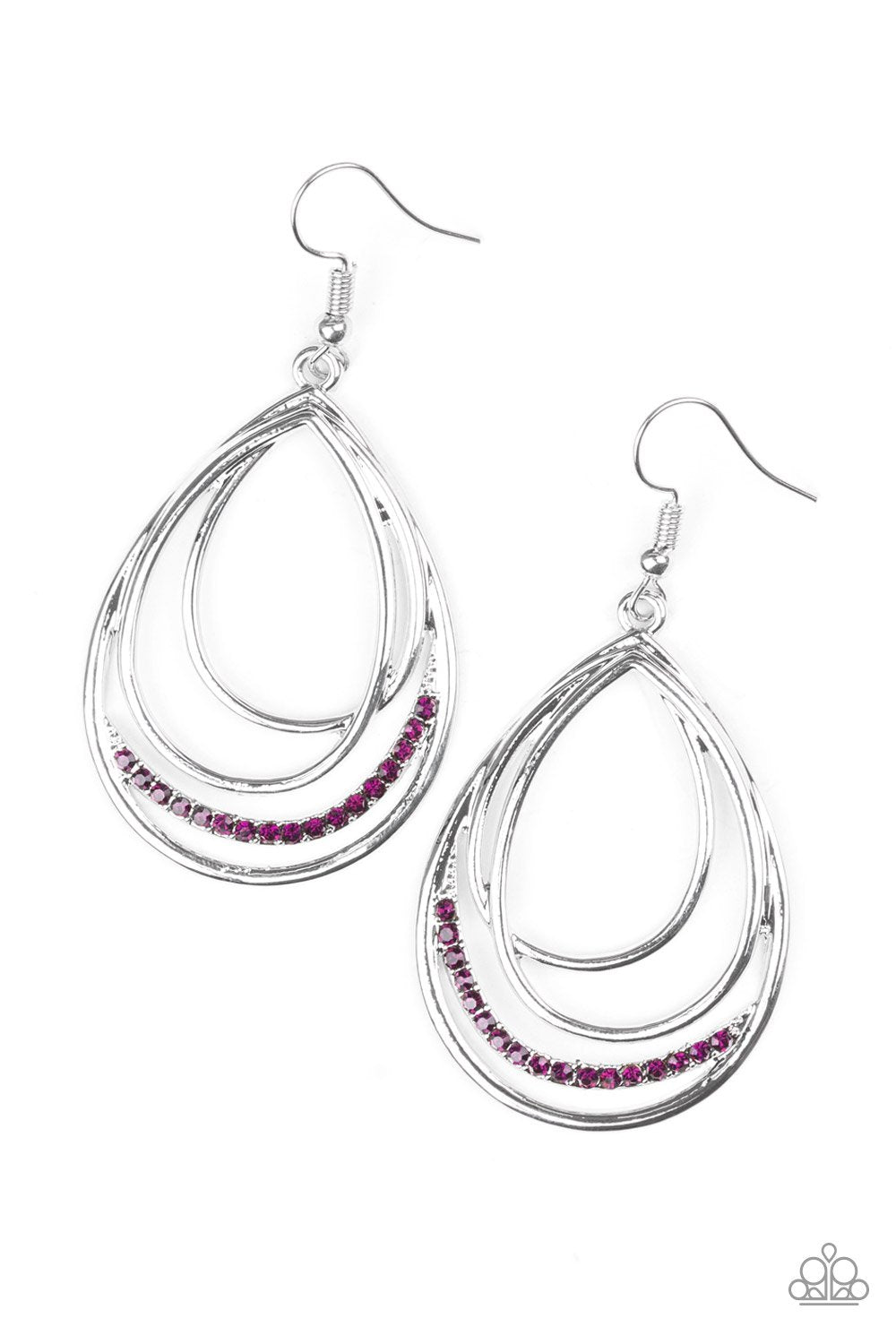 Start Each Day With Sparkle - Paparazzi - Purple Rhinestone Silver Teardrop Earrings
