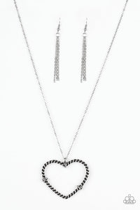 Straight from the Heart - Paparazzi - Silver Twisted Heart Pendant Necklace