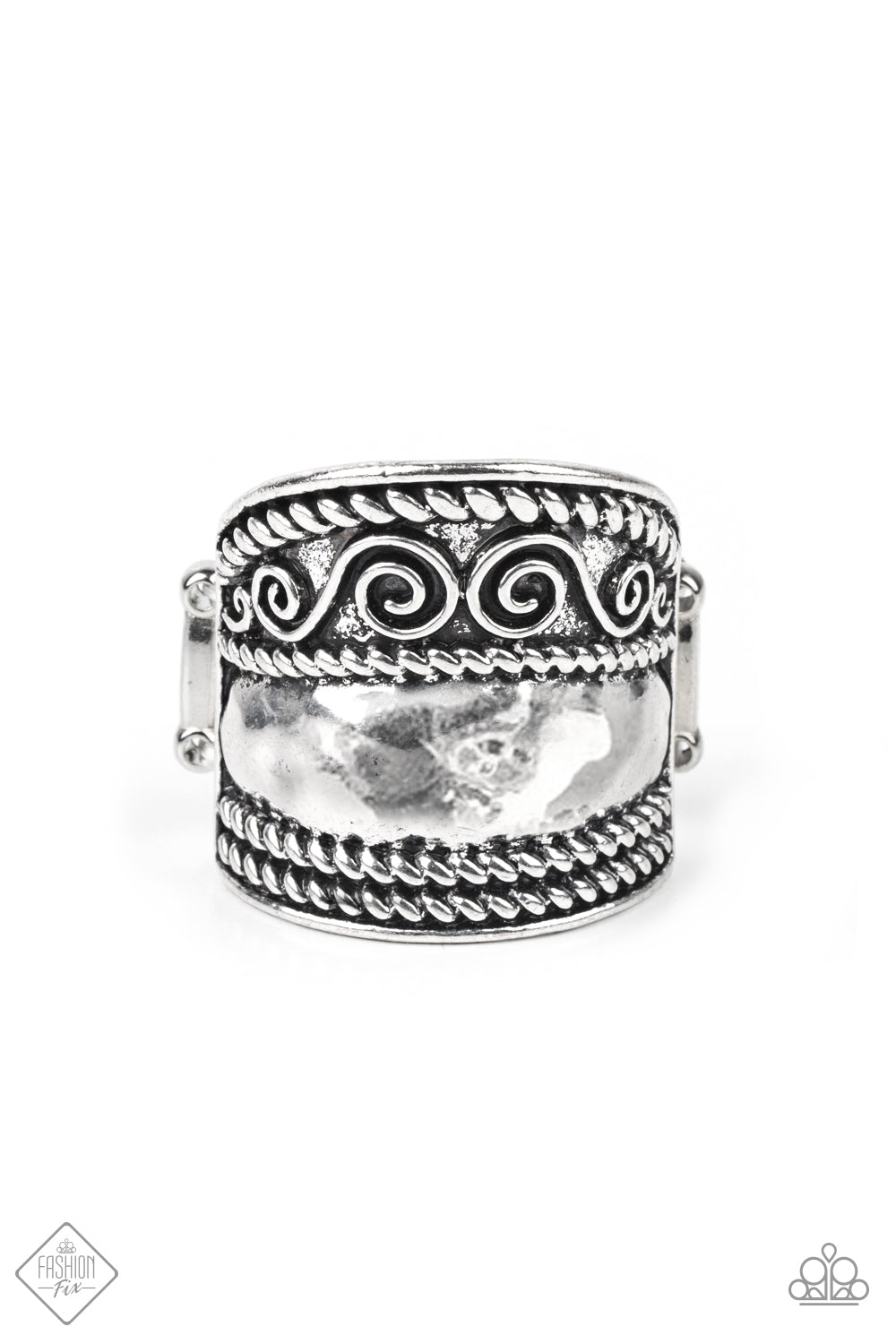 Texture Tantrum - Paparazzi - Silver Rope Swirling Ring