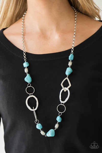 That’s TERRA-ific! – Paparazzi – Blue Turquoise Stone Silver Bead Necklace