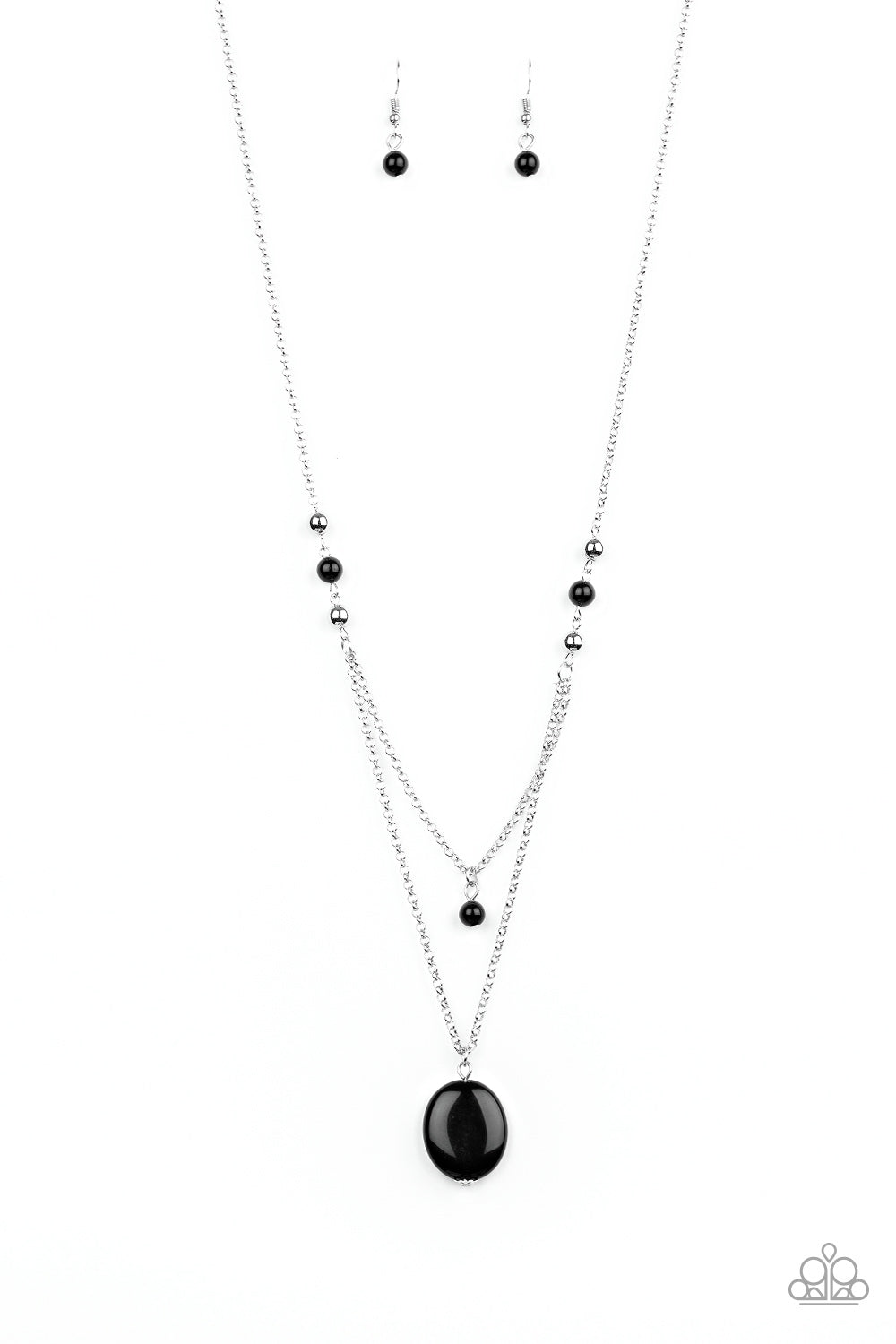 Time To Hit The ROAM - Paparazzi - Black Bead Tiered Necklace