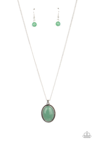 Tranquil Talisman - Paparazzi - Green Stone Oval Pendant Necklace