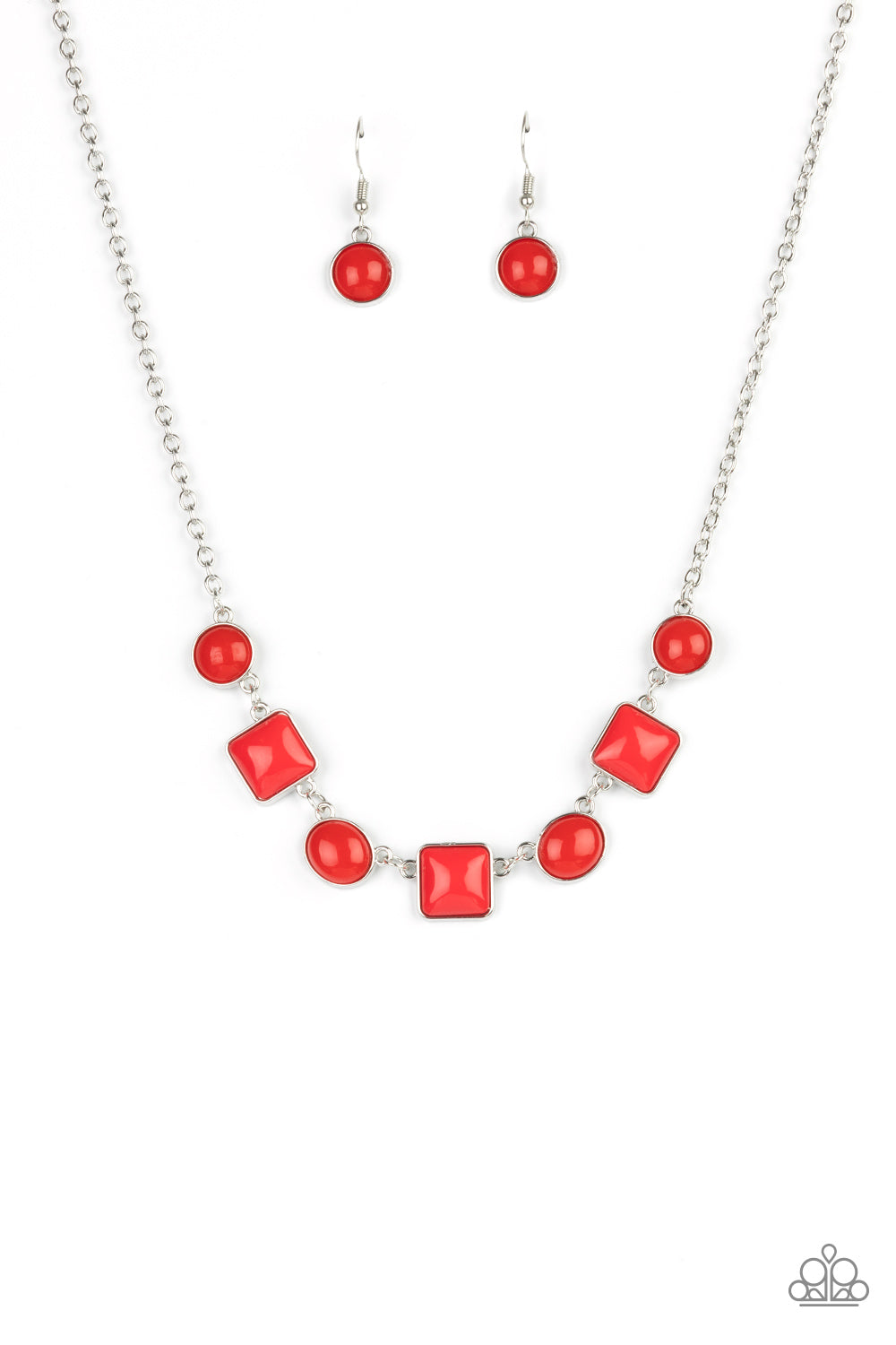 Trend Worthy - Paparazzi - Red Geometric Shape Bead Necklace