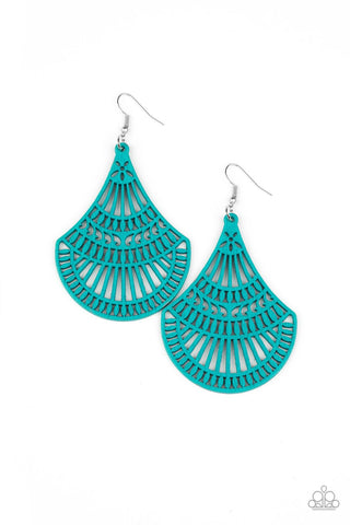 Tropical Tempest - Paparazzi - Blue Wooden Earrings
