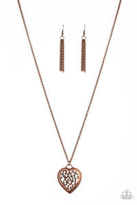 Victorian Valentine - Paparazzi - Copper Filigree Heart Pendant Necklace