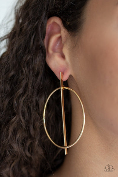 Vogue Visionary - Paparazzi - Gold Rod and Circle Post Earrings