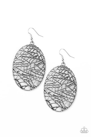 Way Out of Line - Paparazzi - Silver Earrings