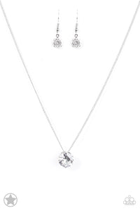 What A Gem - Paparazzi - White Solitaire Rhinestone Blockbuster Necklace