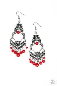 Colorfully Cabaret - Paparazzi - Red Earrings