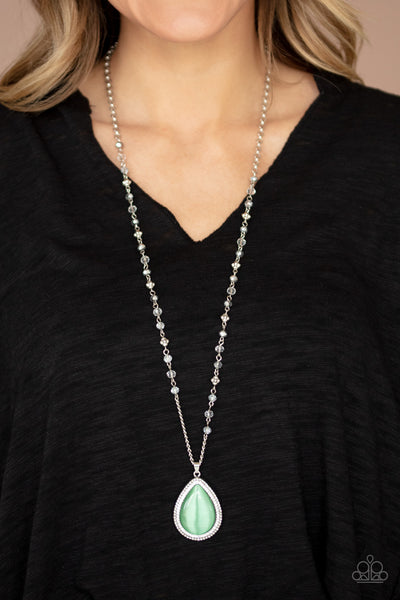 Fashion Flaunt - Paparazzi - Green Moonstone Teardrop Life of the Party Necklace