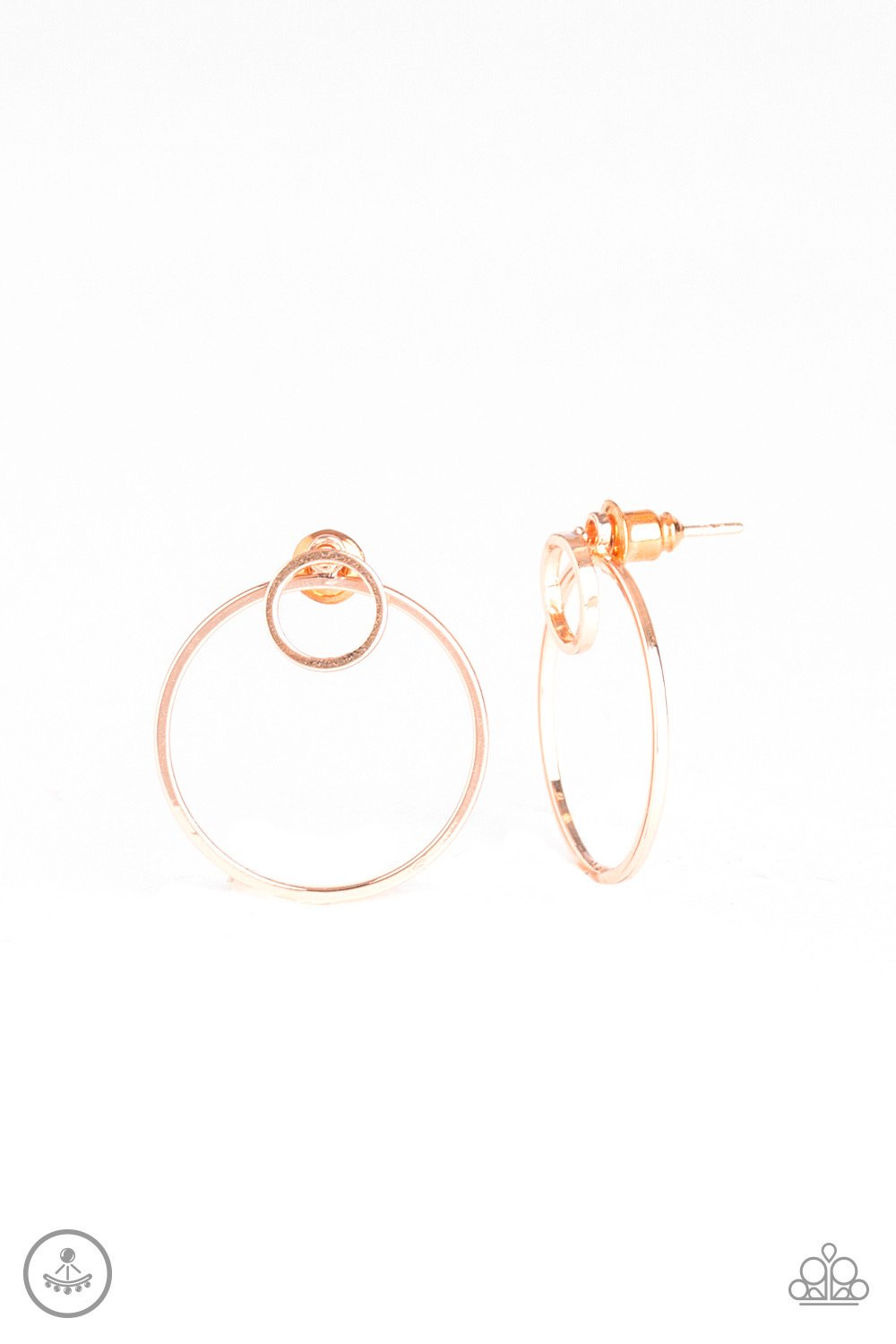 Spin Cycle - Paparazzi - Rose Gold Post Earrings